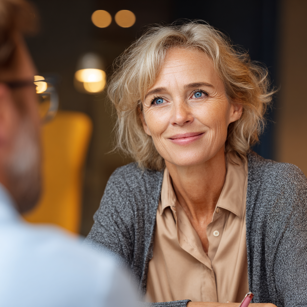 Молода європейська жінка виконує йогу на свіжому повітрі серед зелених рослин, з мирним виразом обличчя та здоровим блиском шкіри